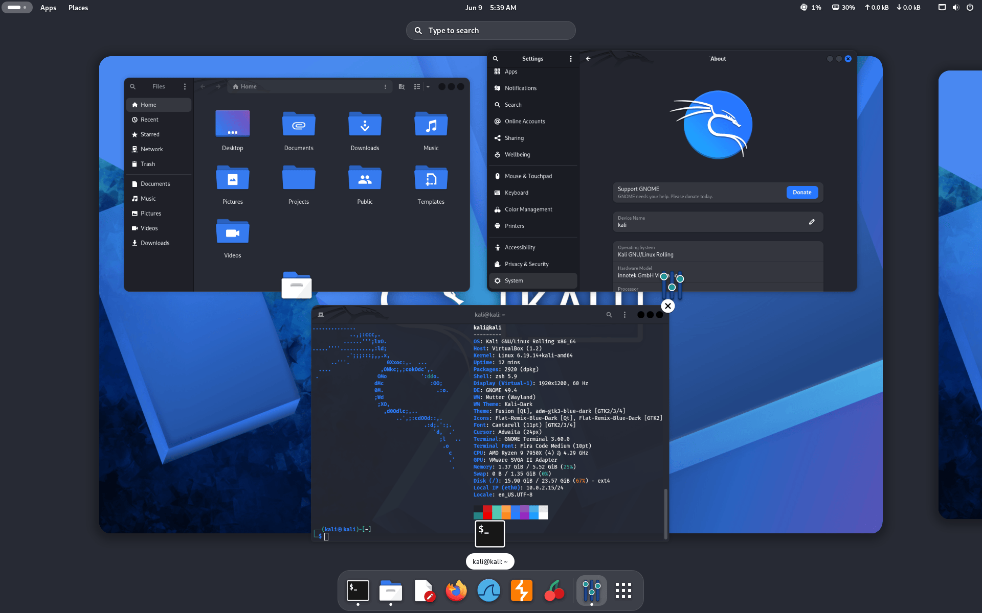 Kali + GNOME 50
