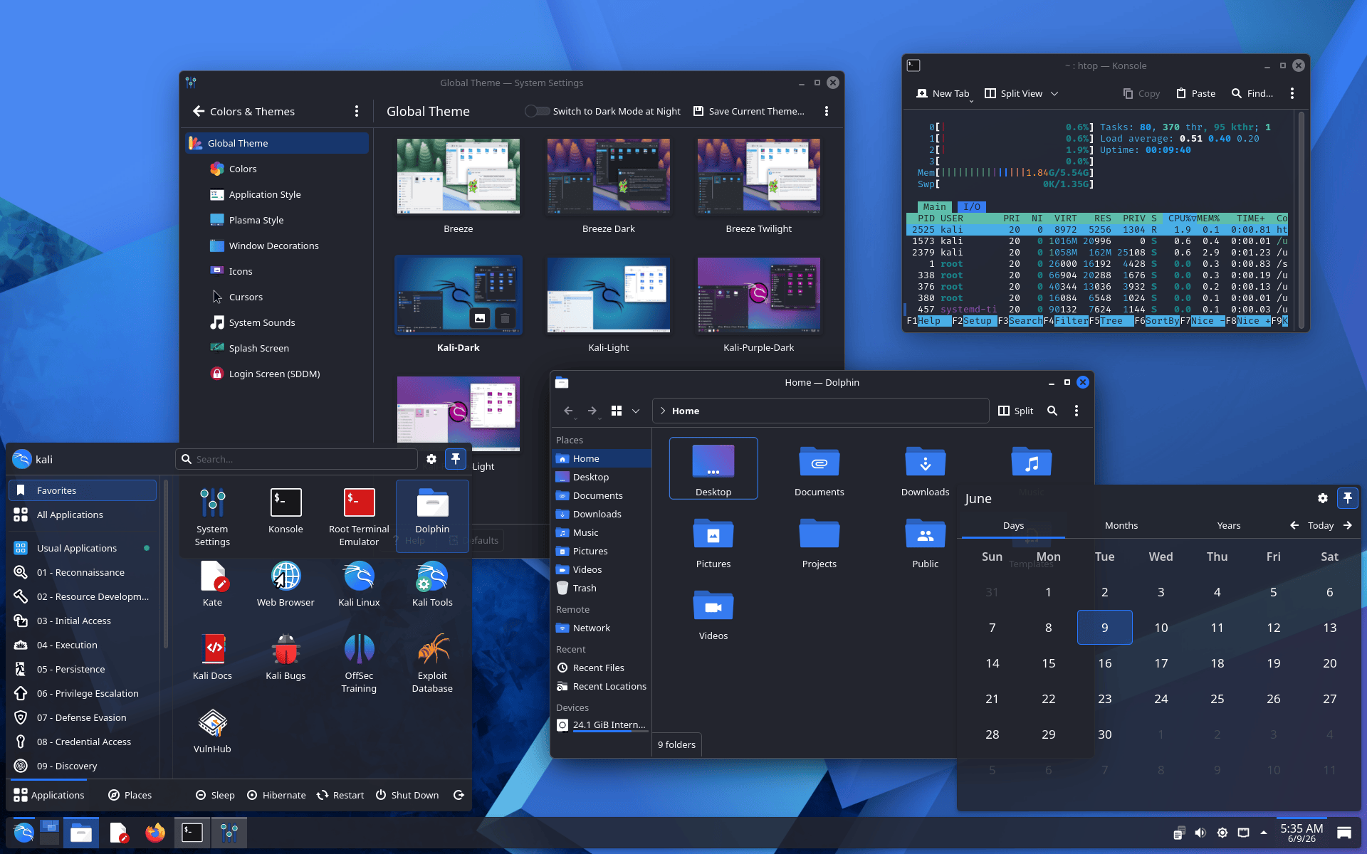 Kali + KDE Plasma 6.6