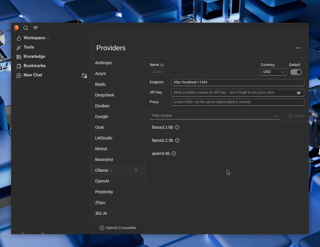 Figure 03: Enabling Default Provider