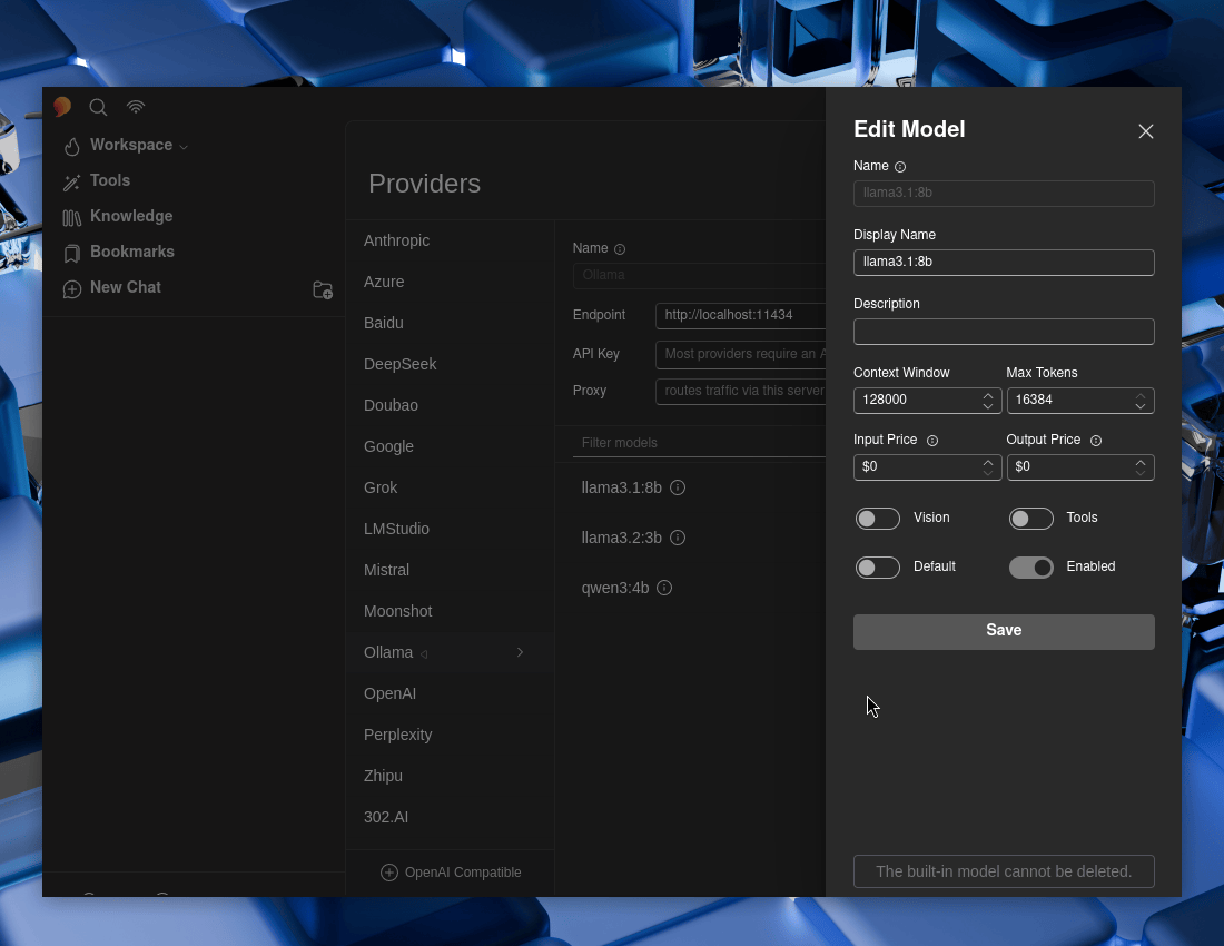 Figure 04: Enabling Providers Options