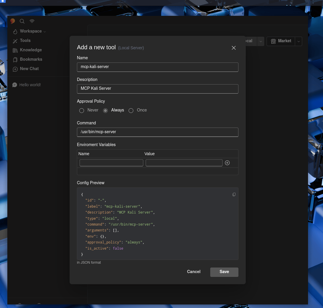 Figure 09: MCP Tool Settings